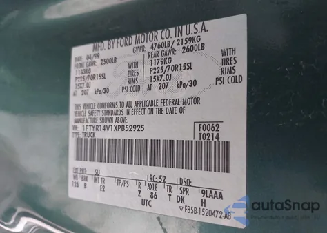 1999 Ford Ranger Xl/Xlt z USA, uszkodzony, nr VIN 1FTYR14V1XPB52925